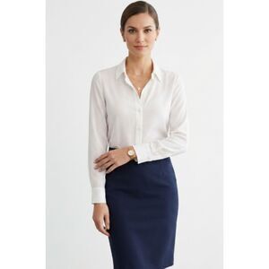 Halogen Button Up Blouse Women M White NWT Long Sleeve Workwear Classic Shirt